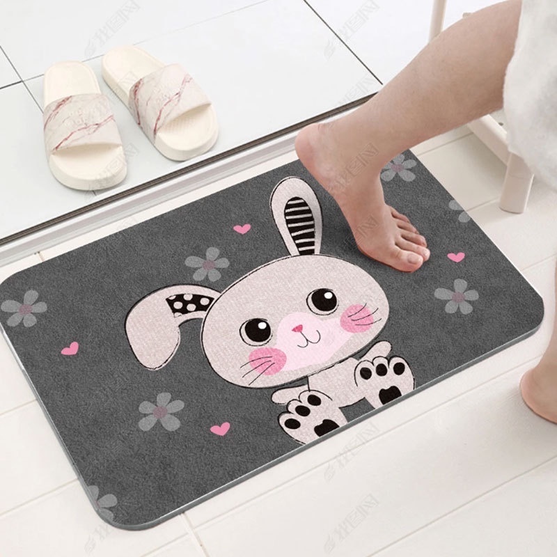 (LOẠI XỊN) Thảm chùi chân thấm nước nhà tắm chống trượt, thảm lau chân hình thú 3D nhà bếp