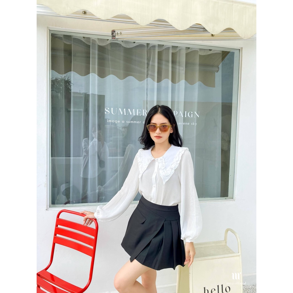 Áo kiểu nữ Méo shop dài tay bồng hoạ tiết phong cách Hàn quốc Anyn