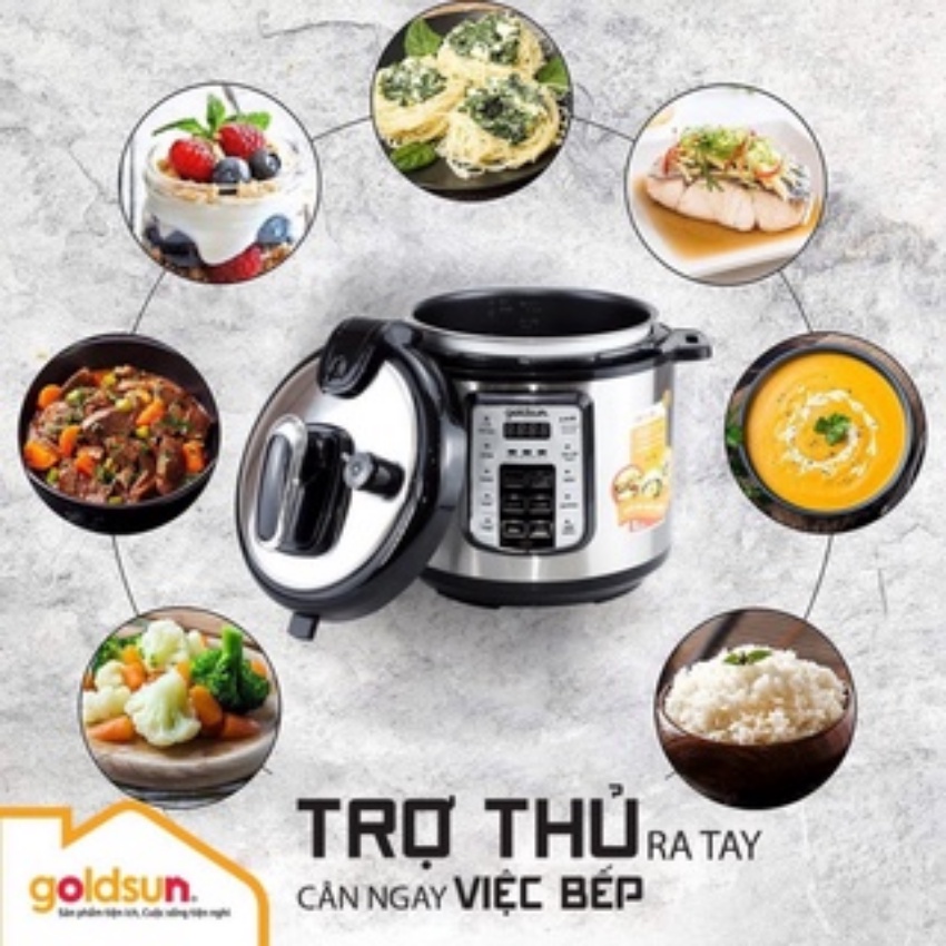 Nồi áp suất đa năng Goldsun CD4701, dung tích 6L, bảo hành chính hãng 12 tháng