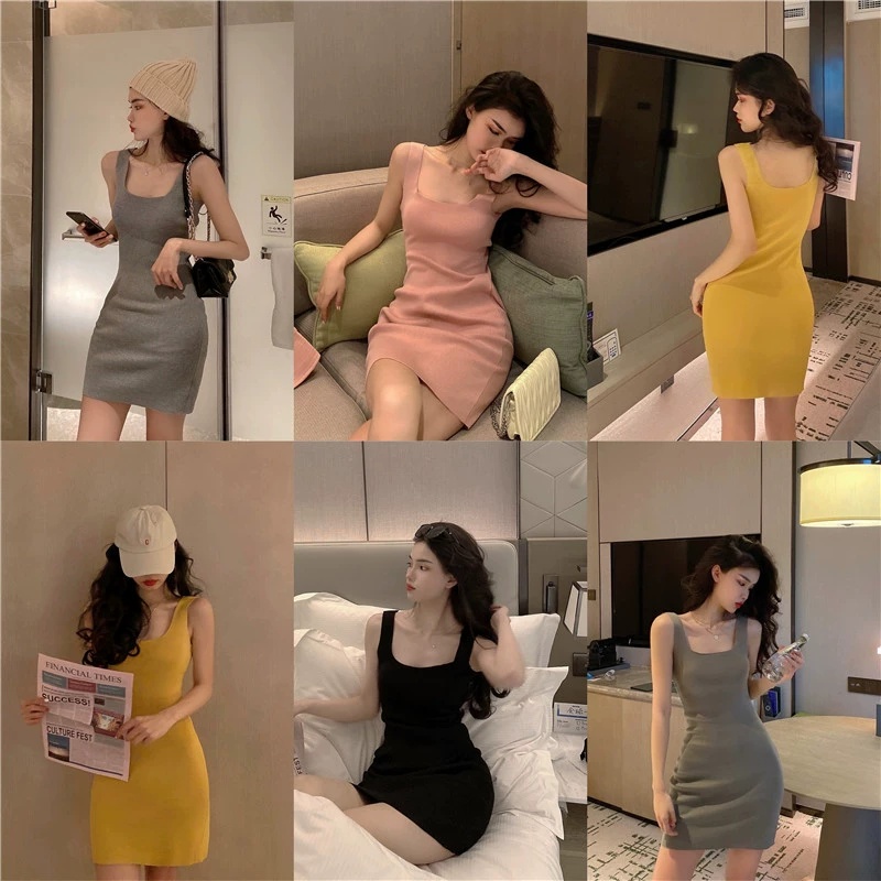 Đầm Dệt Kim Không Tay Lưng Cao Ôm Dáng Gợi Cảm Dành Cho Nữ