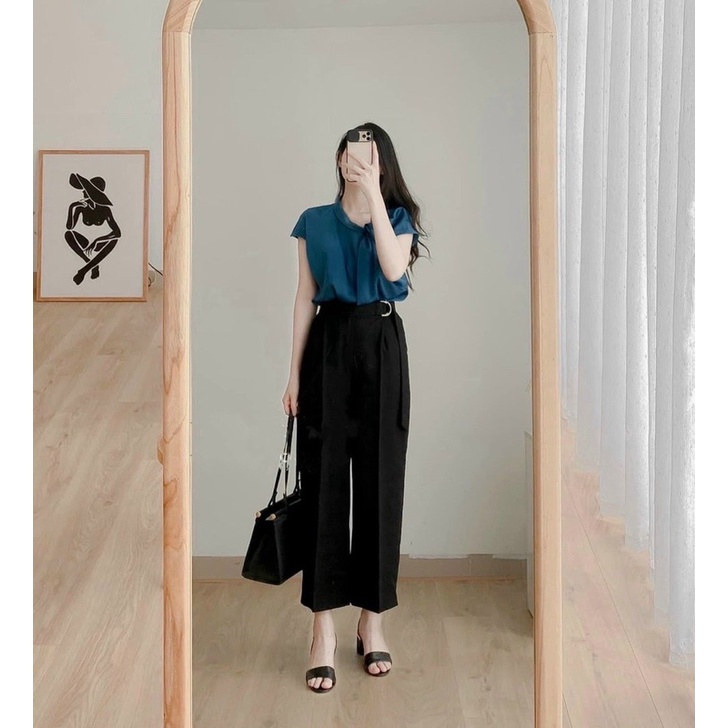 QUẦN SUÔNG ỐNG ĐỨNG 3 MÀU ĐEN BE TRẮNG CHO NỮ