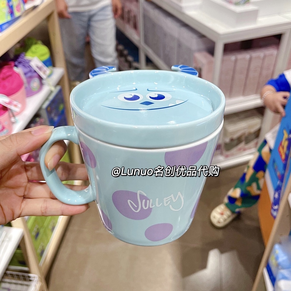 Cốc Uống Nước Bằng Sứ Có Nắp Đậy In Hoạt Hình sullivan disney pixar miniso Cao Cấp