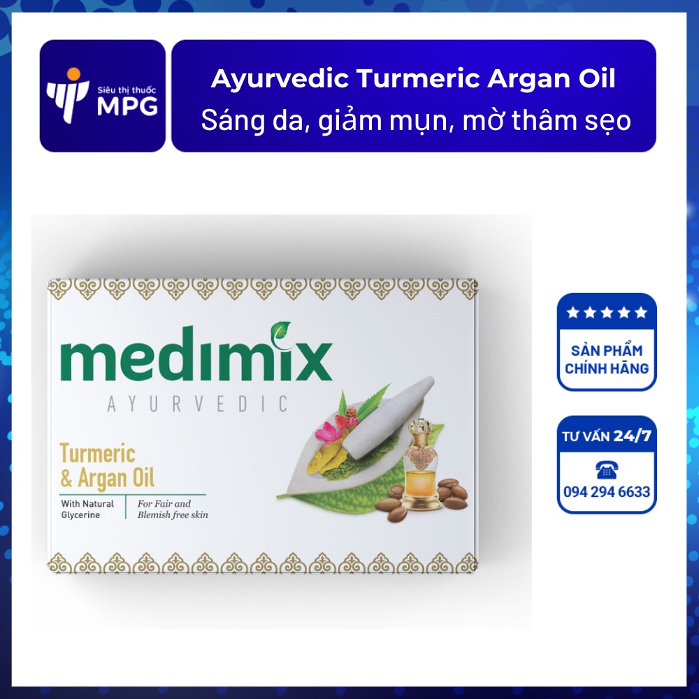Xà phòng Medimix Ayurvedic Turmeric Argan Oil 125g – Sáng da, giảm mụn, mờ thâm sẹo