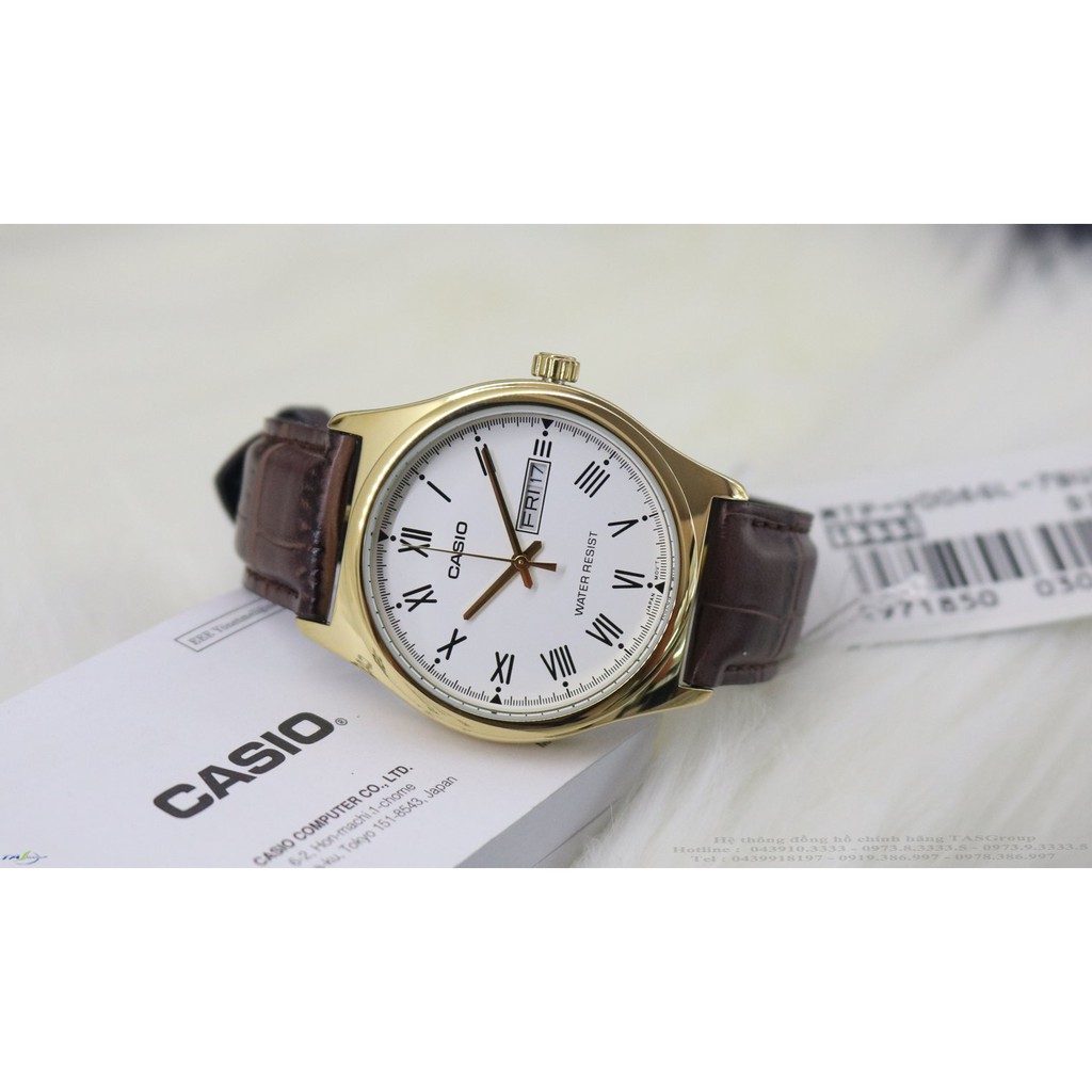 [Mã FARSBR243 giảm 15% đơn 249K] Đồng hồ nam Casio MTP-V006GL-7BUDF Chính hãng - Dây Da - Mặt số La mã - Mạ Vàng