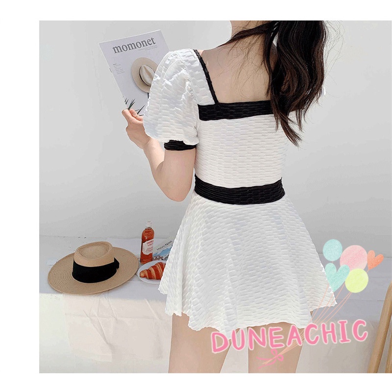 DUNEA Đồ Bơi Một Mảnh Màu Tương Phản Phong Cách Retro Cho Nữ