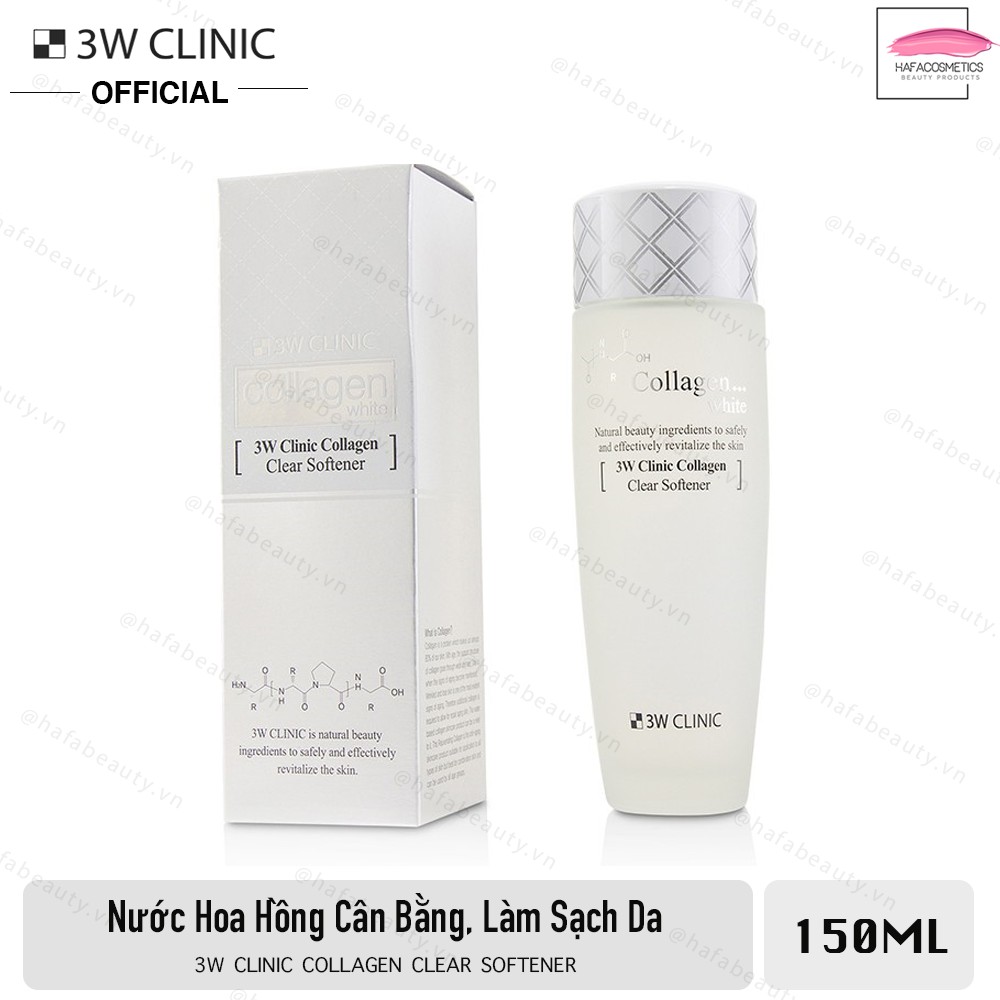 Nước hoa hồng dưỡng trắng, tái tạo da 3W Clinic Collagen White Clear Softener 150ml _ 3W Clinic Chính Hãng