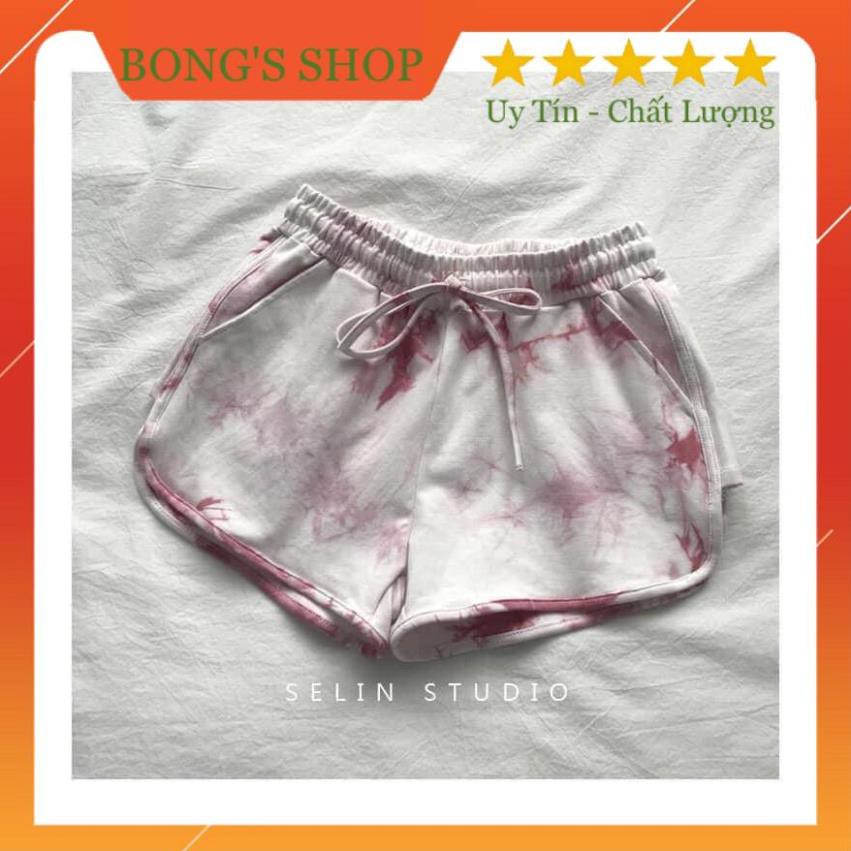 [SALE_50%], Quần short nữ, Quần đùi nữ loang màu phối viền họa tiết chất mặc siêu mát