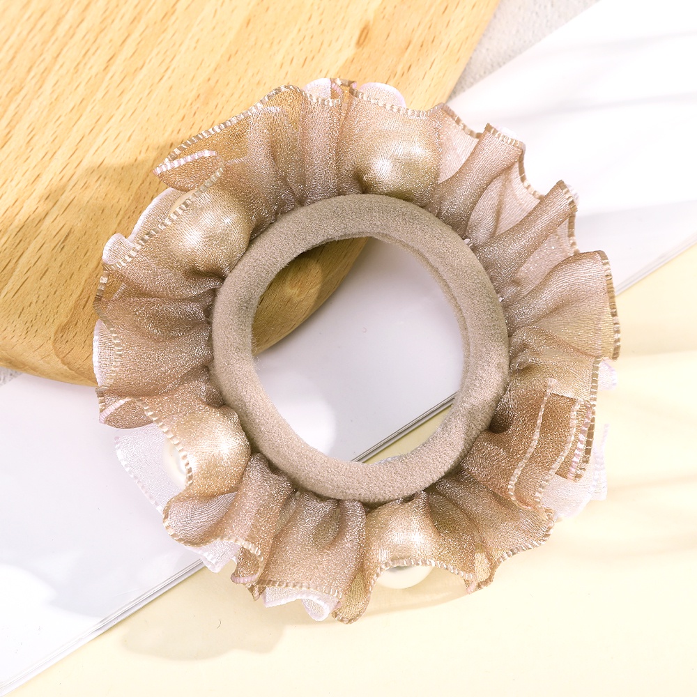 Dây Buộc Tóc Haimeikang Co Giãn Phối Ren Đính Ngọc Trai Giả Thời Trang Hàn Quốc