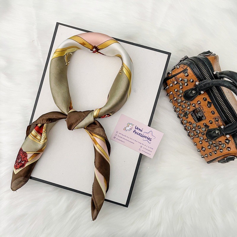 Khăn Bandana Khăn Lụa Vuông Họa Tiết La Mã Phong Cách Vintage UMI k12