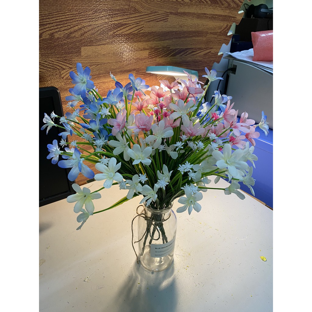 Hoa giả bằng lụa-Chùm hoa thủy tiên 40cm dễ thương trang trí nhà cửa, nhà hàng, quán café, decor