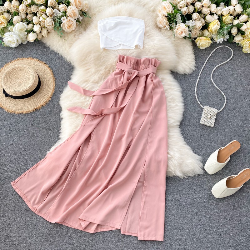 HÀNG ORDER-DN148 - Set áo ống chân váy maxi xẻ tà cao gợi cảm