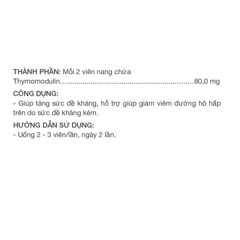 Viên uống Nilidon MDP-thymomodulin Giúp tăng sức đề kháng, hỗ trợ giúp giảm viêm đường hô hấp trên do sức đề kháng kém