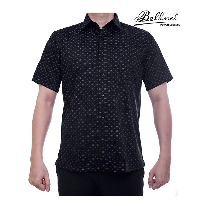 Áo sơ mi nam ngắn tay BELLUNI hoạ tiết in vải tre sang trọng - ABN.BPS.BE.212.BL