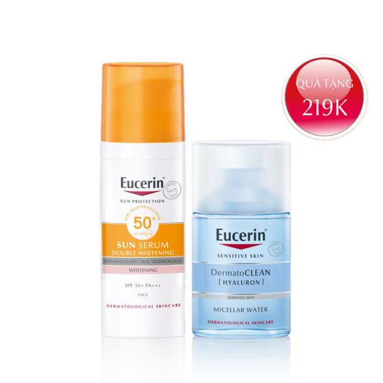 [Mua 1 tặng 1]Kem chống nắng Eucerin Double Whitening Serum SPF50+ -87997 Tặng 1 Tẩy trang Eucerin Dermato Clean-83581