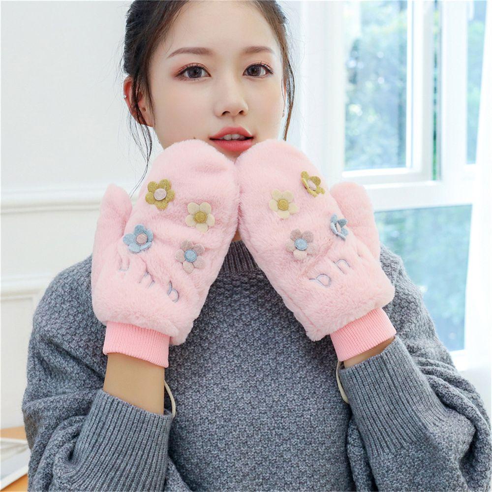 MOCHO Găng Tay Mùa Đông Bằng Vải Lông Nhung Dễ Thương Xinh Xắn Cho Nữ