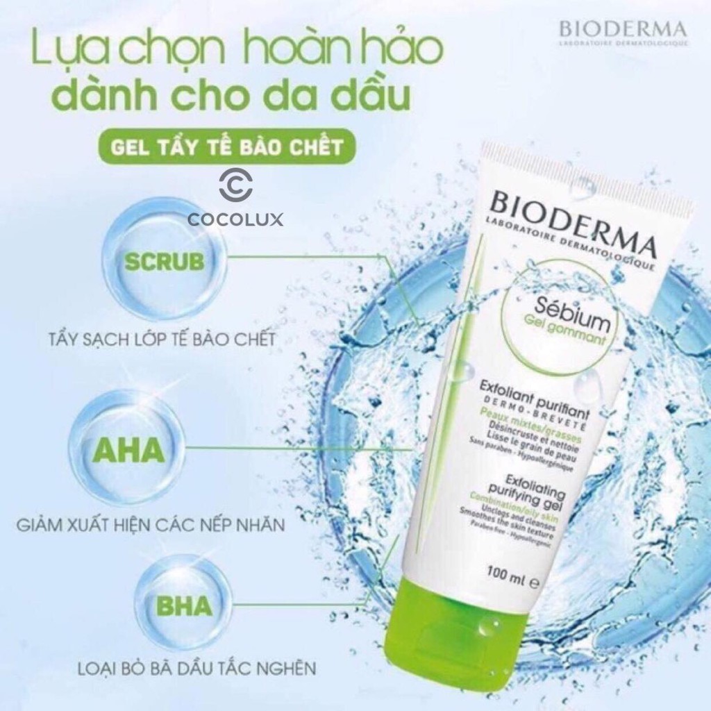 [Công Ty, Tem Phụ] Tẩy Da Chết Bioderma Sebium Gel Gommant 100ml [COCOLUX]