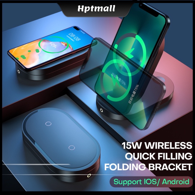 2 In 1 Folding Wireless Charger With Indicator Lights Fast Charging Built-in Intelligent Management Chip