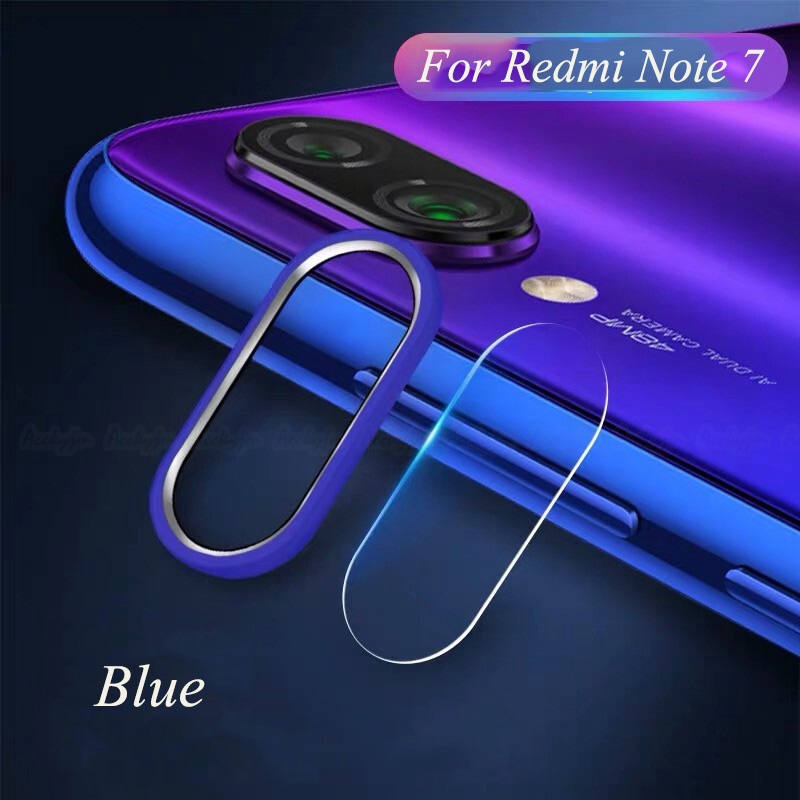 Bộ miếng dán cường lực kèm khung bảo vệ tiện dụng cho len camera For Xiaomi Redmi Note 7