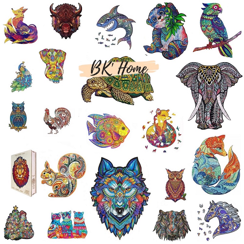Đồ chơi xếp hình gỗ wooden jigsaw puzzles đồ họa độc đáo có size M và size L
