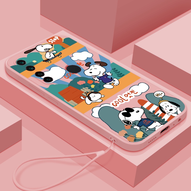 Ốp Điện Thoại Silicon In Hình Snoopy Có Dây Đeo Cho Realme 5 5i 5 pro 6 6i 6 pro c3