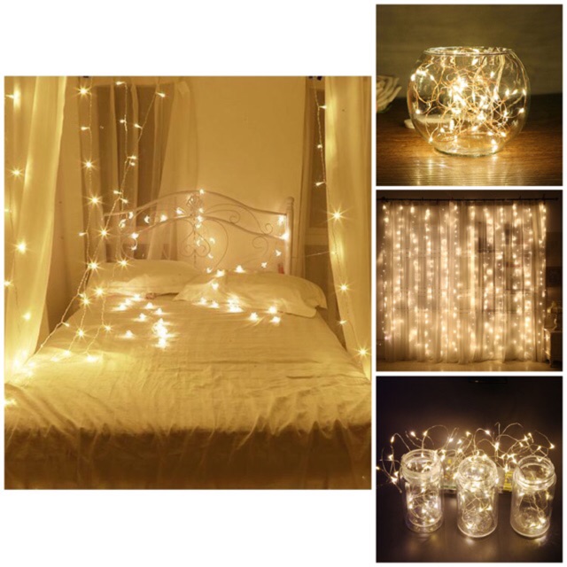 [TỪ 99K] Dây đèn Fairy Lights trang trí cao cấp 10m cắm điện + tặng kèm Fairy Light 5m màu vàng nắng