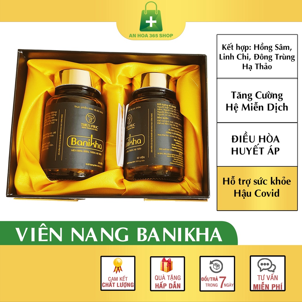Đông trùng hạ thảo viên nang  banikha Thiên Phúc hộp 60 viên - Hỗ trợ bảo vệ sức khỏe