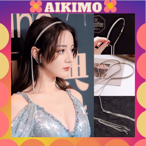 Bờm tóc đính đá kẹp tóc đính đá pha lê tua rua lấp lánh sang trọng xinh xắn đáng yêu sang chảnh Aikimo BLL