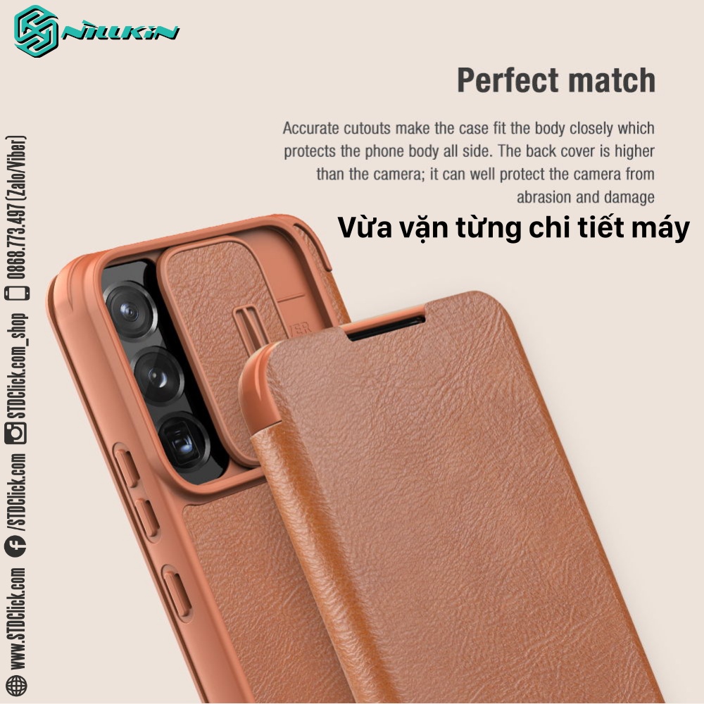 BAO DA SAMSUNG GALAXY S22 PLUS 5G NILLKIN QIN PRO BẢO VỆ CAMERA CHÍNH HÃNG