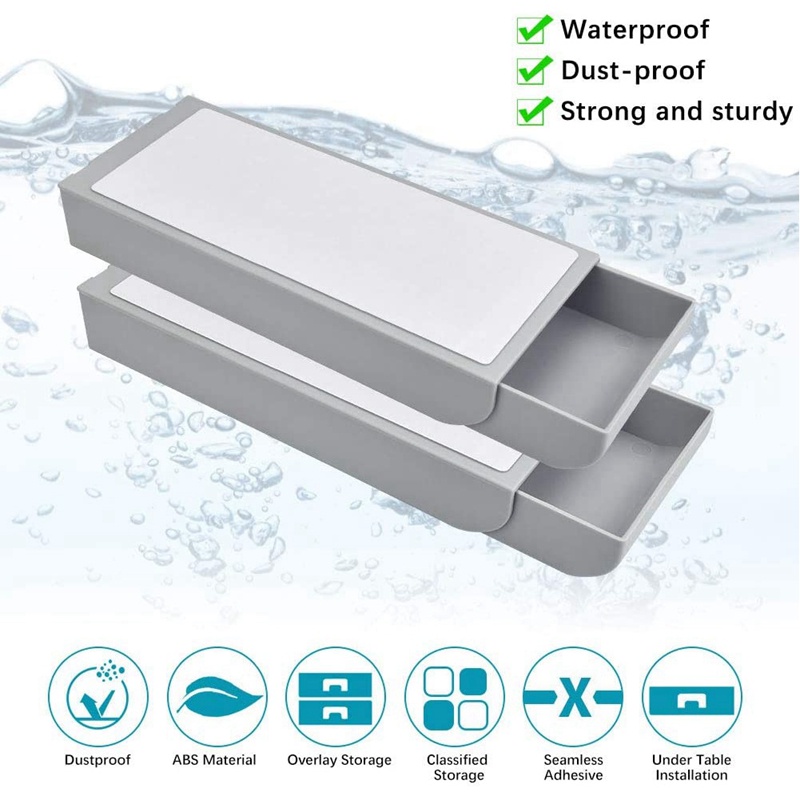 2 cái Ngăn kéo để bàn tự dính Ngăn kéo để bàn ẩn Khay bút chì Kệ để bàn ẩn Khay bút chì dưới bàn