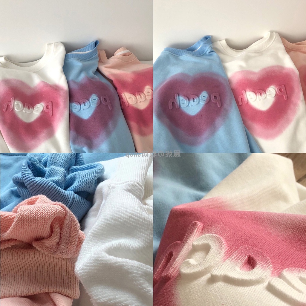 SUXI Áo nỉ dài tay dáng rộng in họa tiết kiểu Hàn Quốc thời trang thu đông mới cho bạn nữ