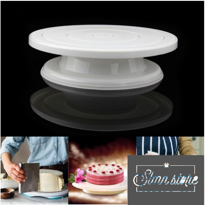 Bàn xoay trang trí bánh kem, dụng cụ trang trí bánh kem, bắt bông kem, 6 đui bắt bông kem tiện lợi