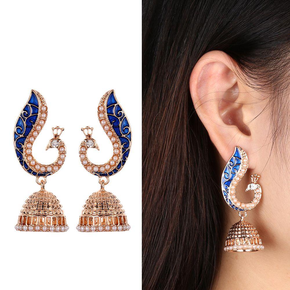 1 Đôi Bông Tai Hình Chim Công Phong Cách Gypsy Ấn Độ Thời Trang
