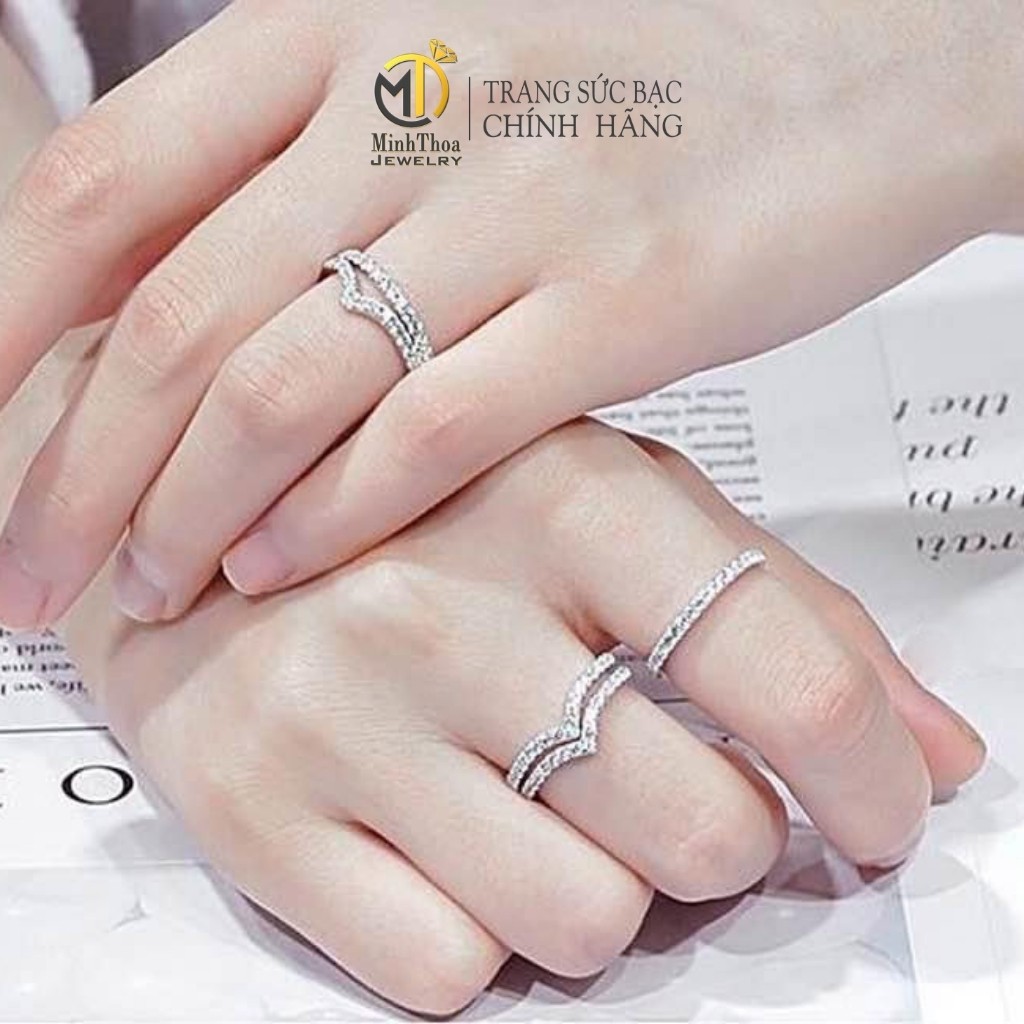 Nhẫn bạc nữ đính đá sáng đẹp phong cách hàn quốc đơn giản, cá tính Minh Thoa JEWELRY