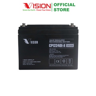 Ắc quy 12V-24Ah Vision CP122240E-X cho lưu điện, UPS, Thiết bị điện, Loa kéo, Cửa cuốn, Xe điện trẻ em, Chiếu sáng.