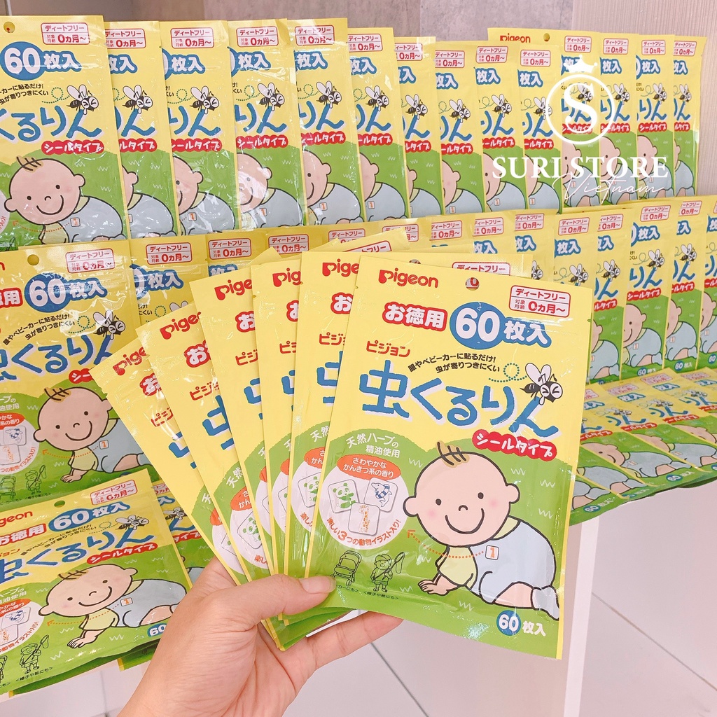 Miếng Dán Chống Muỗi và Côn Trùng Pigeon Nhật Bản (60 miếng)
