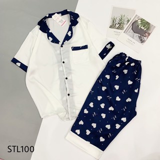 Đồ Bộ Lửng Lụa Satin Hoạ Tiết Dễ thương [Ảnh + Video Thật]