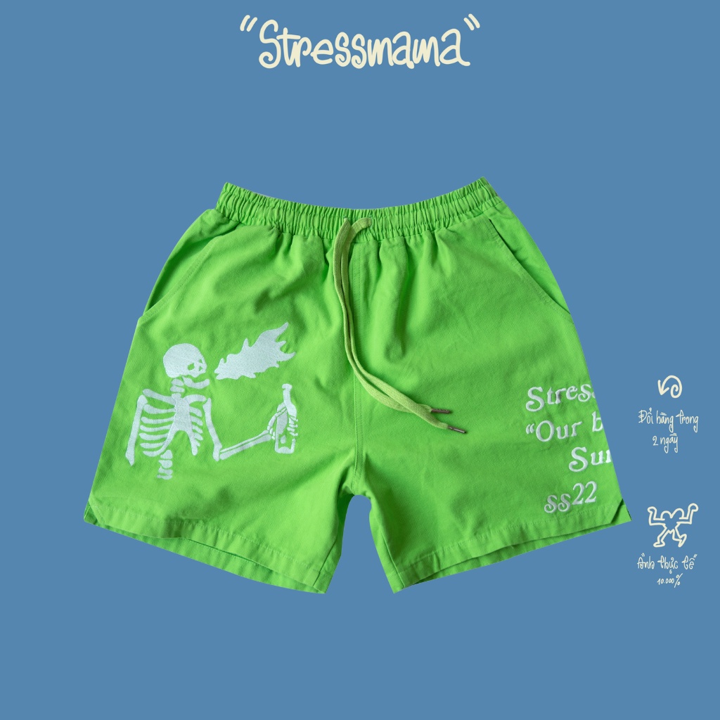 Stressmama Quần Short OBS SHORTS - BRIGHT màu Xanh Lá chất liệu bố 100% Cotton, chi tiết thêu, thoáng mát Local Brand
