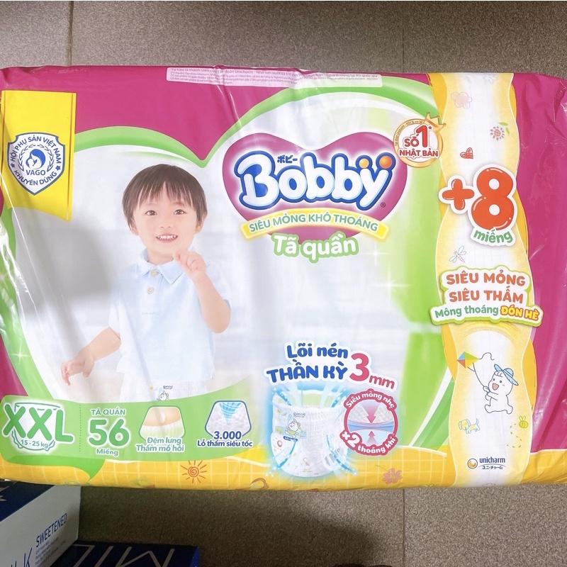 [ Tặng 8 Miếng ] Tã Quần Bobby Size XXL - 56 Miếng