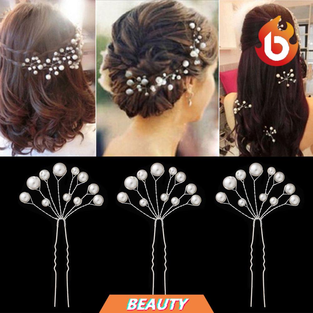 1 Trâm Cài Tóc Cô Dâu Đính Hoa|Kẹp Tóc|Kẹp Tóc Chữ U Đính Ngọc Trai Cho Cô Dâu