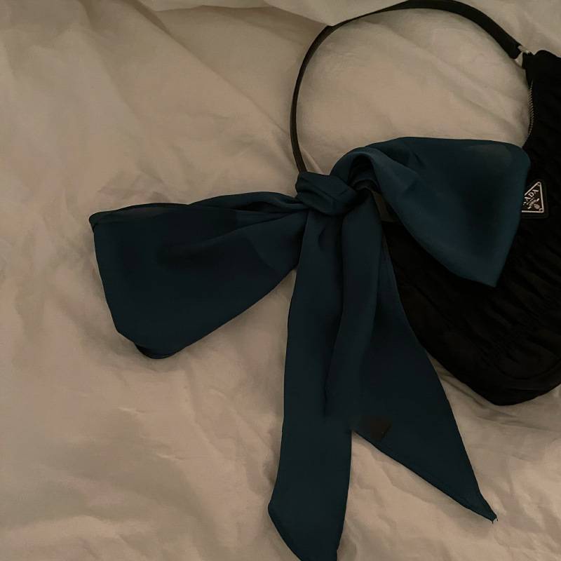 Dây buộc tóc/ khăn choàng lụa bản hẹp dài màu trơn thanh lịch trong trẻo phong cách Pháp Hàn dành cho nữ