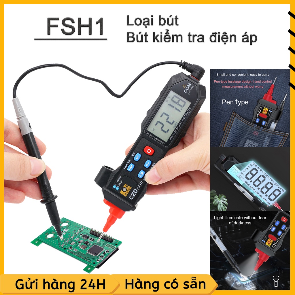 Bút kiểm tra điện áp AC DC vạn năng màn hình LCD kỹ thuật số