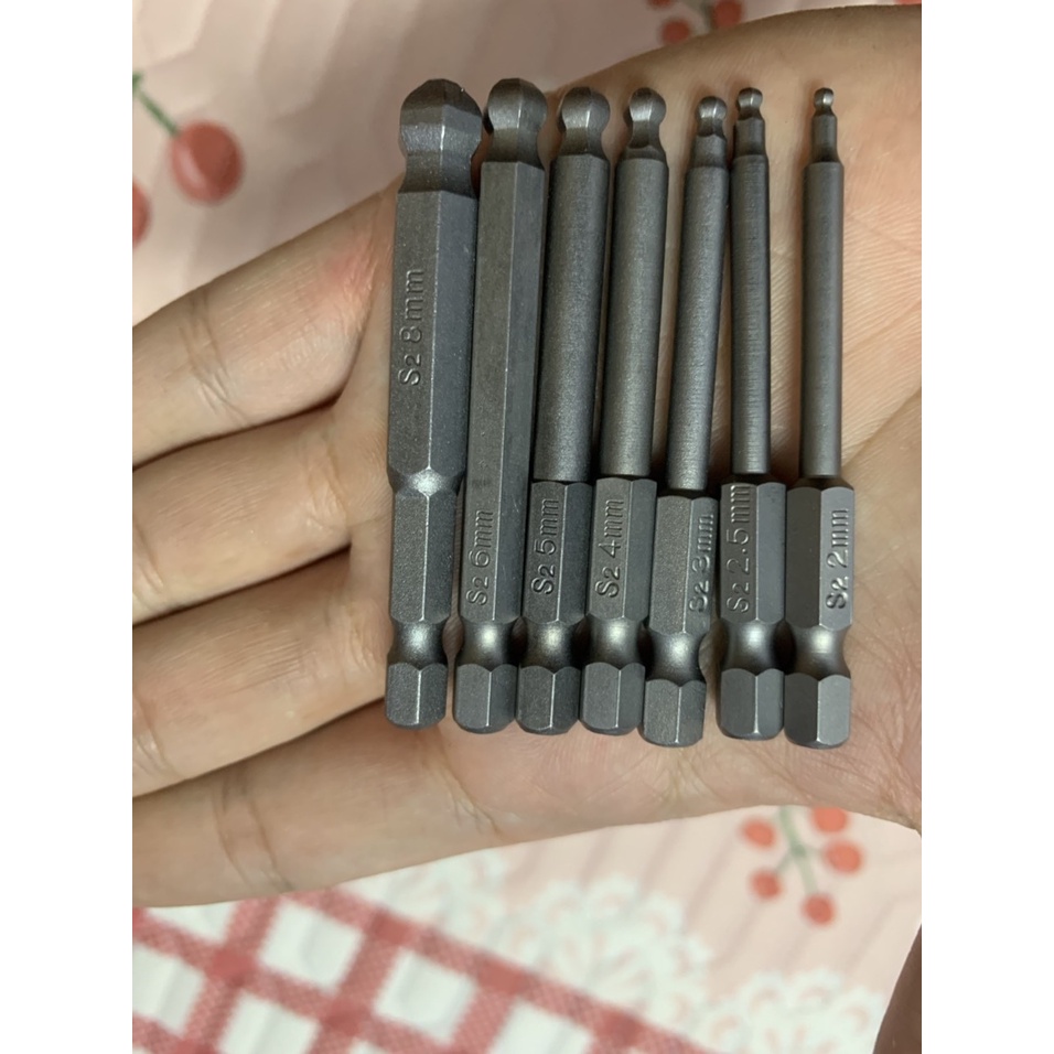 Bộ 7 mũi lục giác bi dài 65mm từ H2 đến H8 có nam châm
