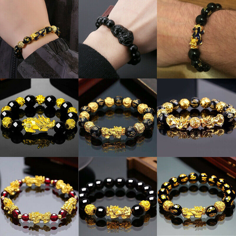 Vòng Tay Hạt Đá Obsidian Đen May Mắn Phong Thủy Unisex