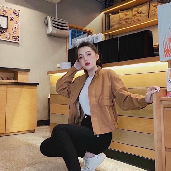 Áo khoác kaki nữ túi hộp mẫu trơn basic thời trang, K03 | BigBuy360 - bigbuy360.vn