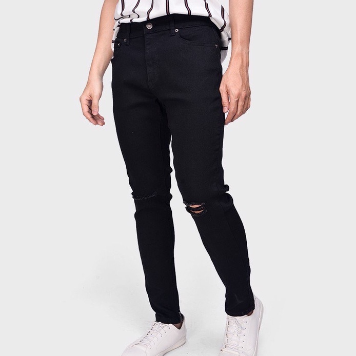Quần jean nam RÁCH GỐI chất bò cao cấp co dãn 4 chiều cực đẹp PHỐI DÂY KÉO from dáng skinny đẹp CAROLLSTORE Q11