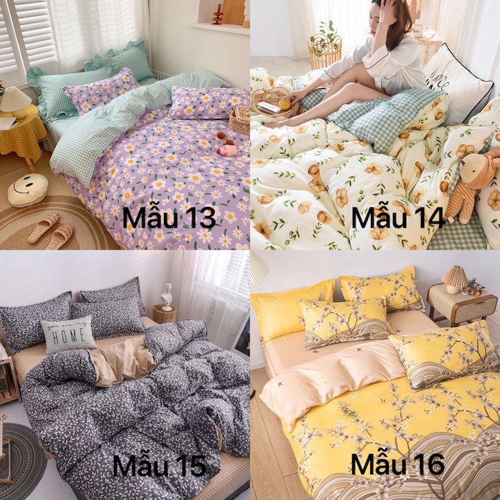 [ĐƯỢC CHỌN MẪU - 100 MẪU HOA NHÍ] Bộ chăn ga cotton Hàn Quốc hoa nhí phong cách trang nhã, drap giường đẹp