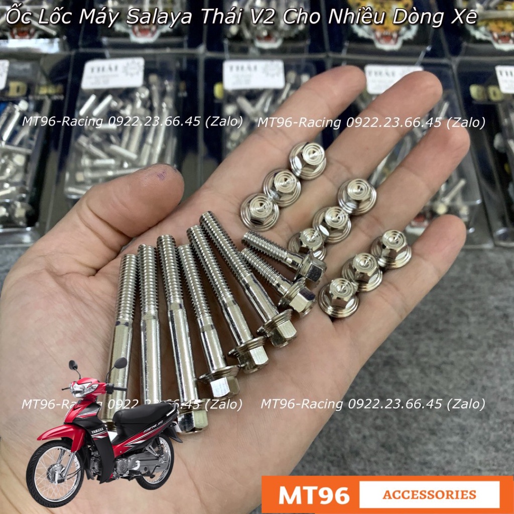 Ốc Lốc Máy Salaya V2 Thái Cho Sirius Xăng Cơ Chuẩn Inox304 Siêu Bóng Nét