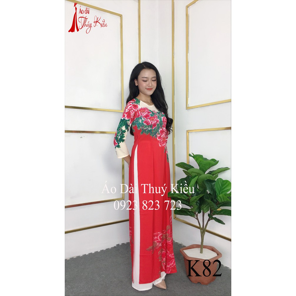 Áo dài cách tân nữ truyền thống thiết kế may sẵn tết ao dai lá đa sắc K82 Thúy Kiều mềm mại co giãn áo dài giá rẻ