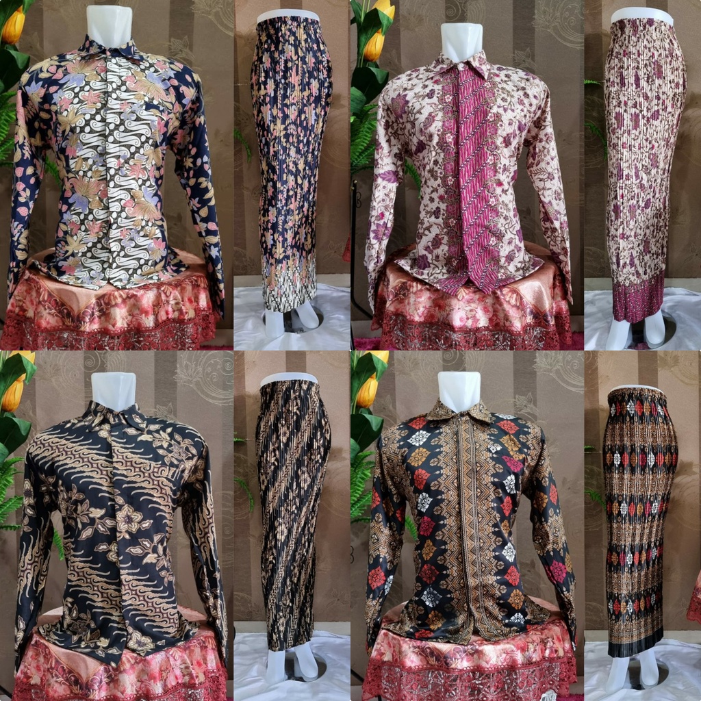 Áo Sơ Mi Đôi Batik plisket / Váy Đôi kebaya / Subordinate kebaya Cho Cặp Đôi
