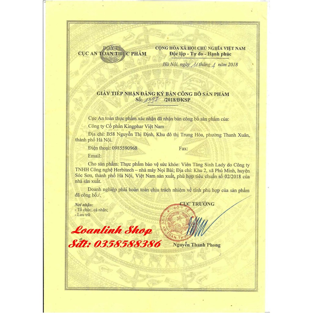 VIÊN TĂNG SINH LADY KINGPHAR- Khó thụ thai ở nữ, mất cân bằng nội tiết tố.